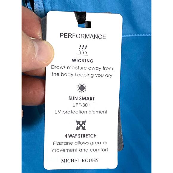 Michel Rouen Performance Sweat 1/4 Zip Pullover Sky Blue Light Gray Mens 2XL NWT - Picture 8 of 9